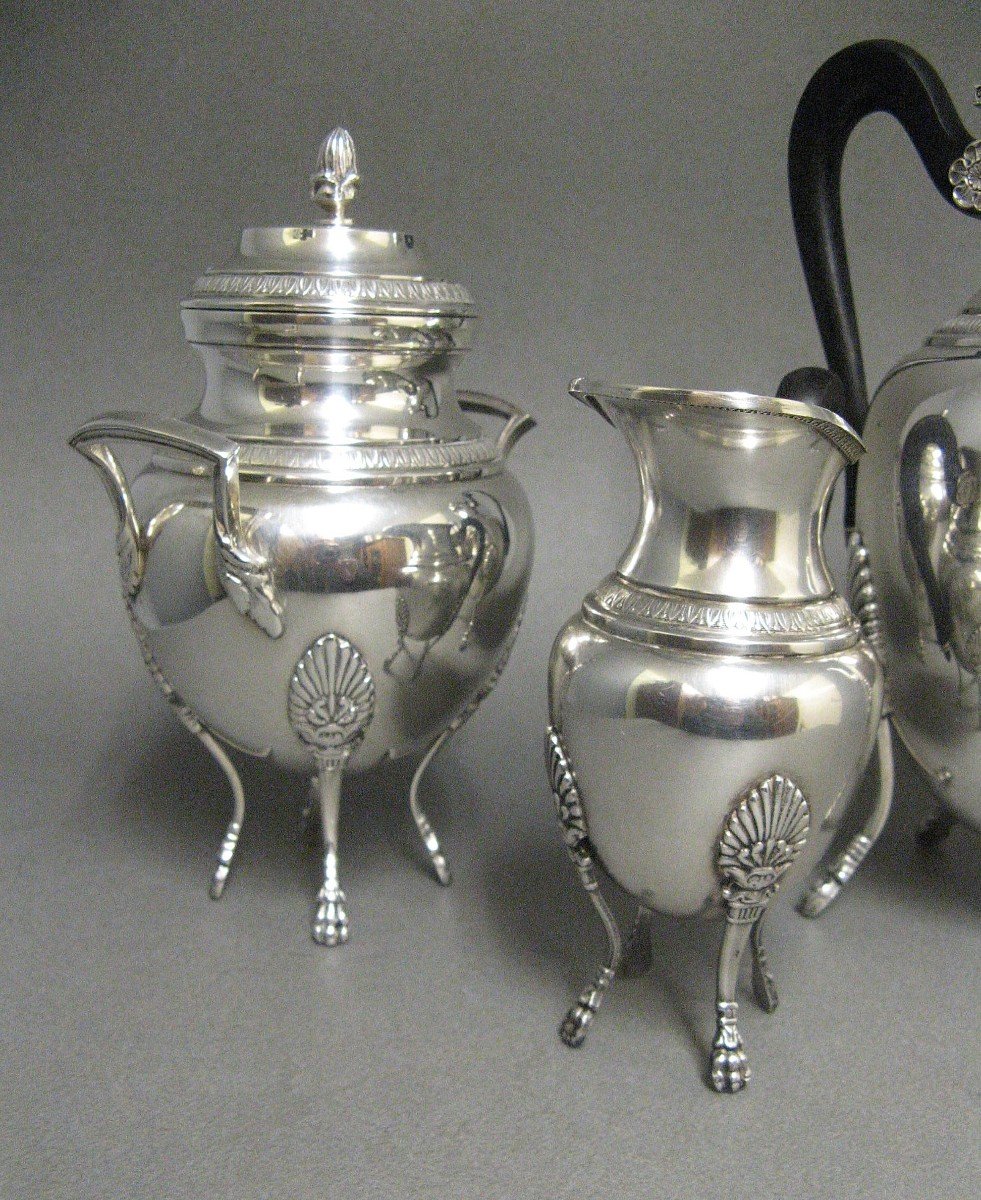 Empire Style Coffee Service In Silver Metal.-photo-3