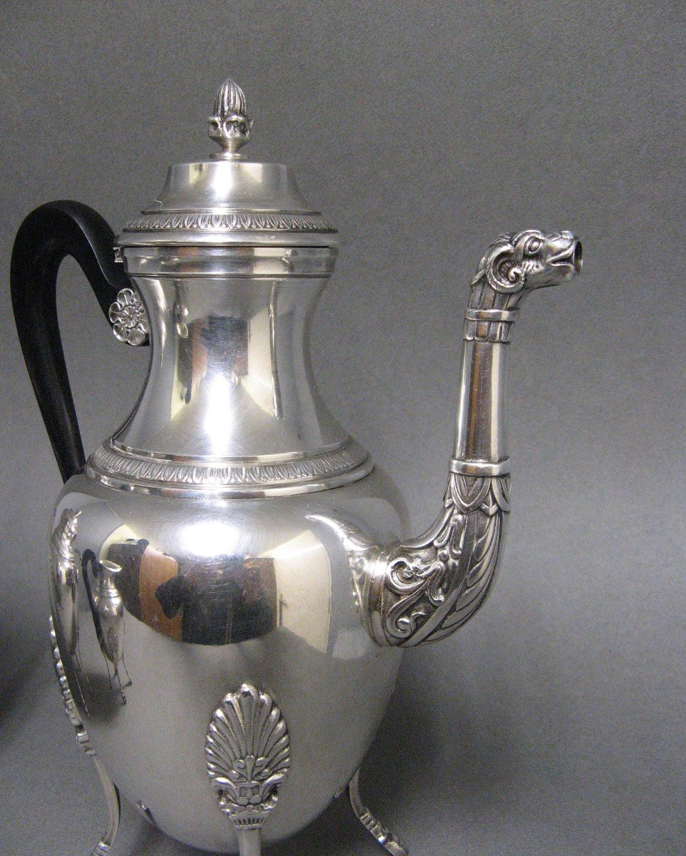 Empire Style Coffee Service In Silver Metal.-photo-4