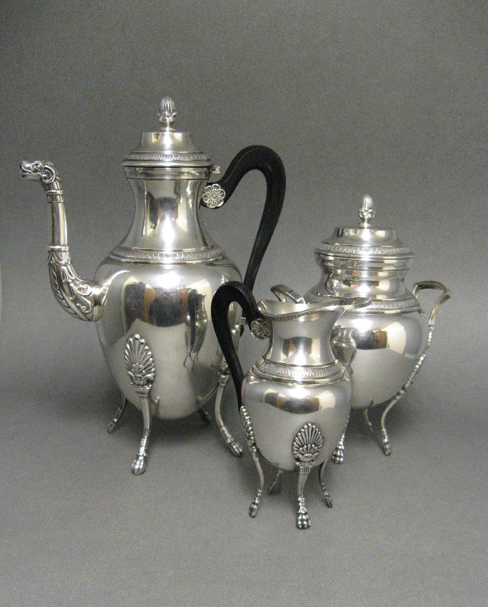 Empire Style Coffee Service In Silver Metal.-photo-2