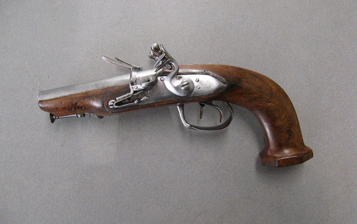 Double Barrel Flintlock Travel Pistol 1st Empire.-photo-3