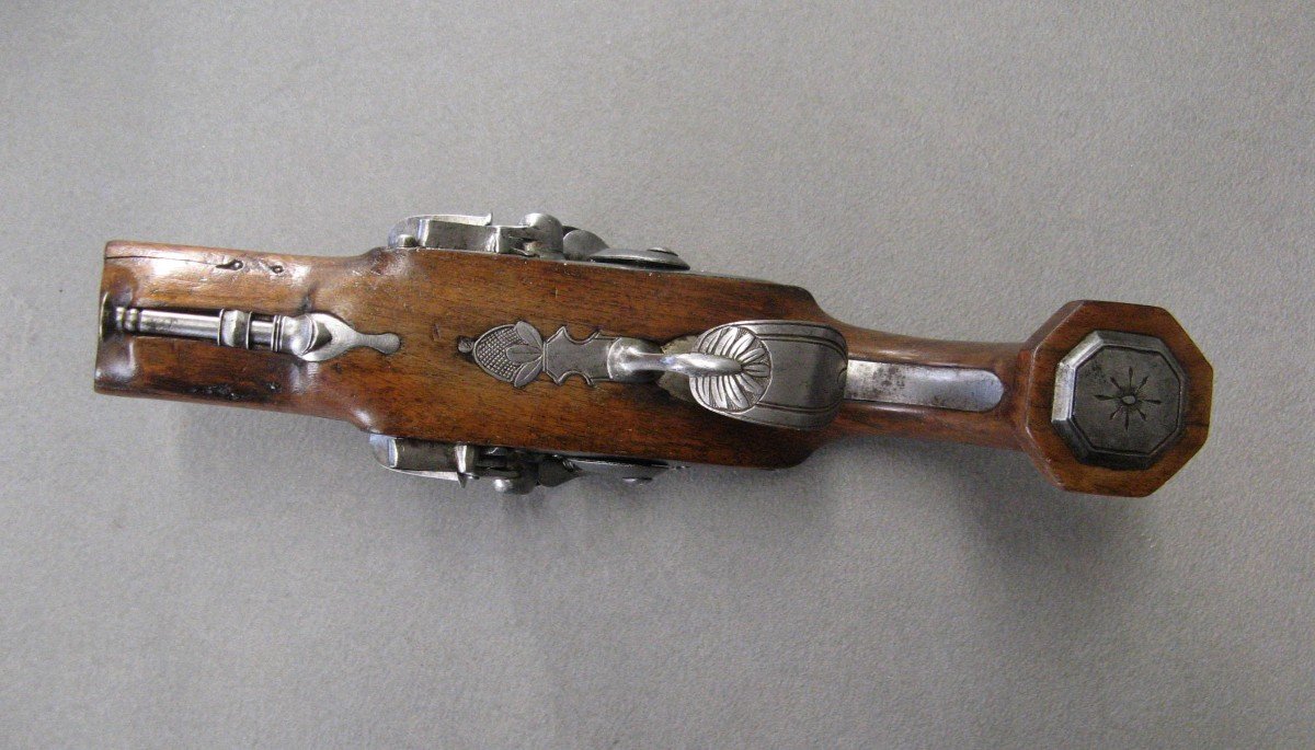 Double Barrel Flintlock Travel Pistol 1st Empire.-photo-1