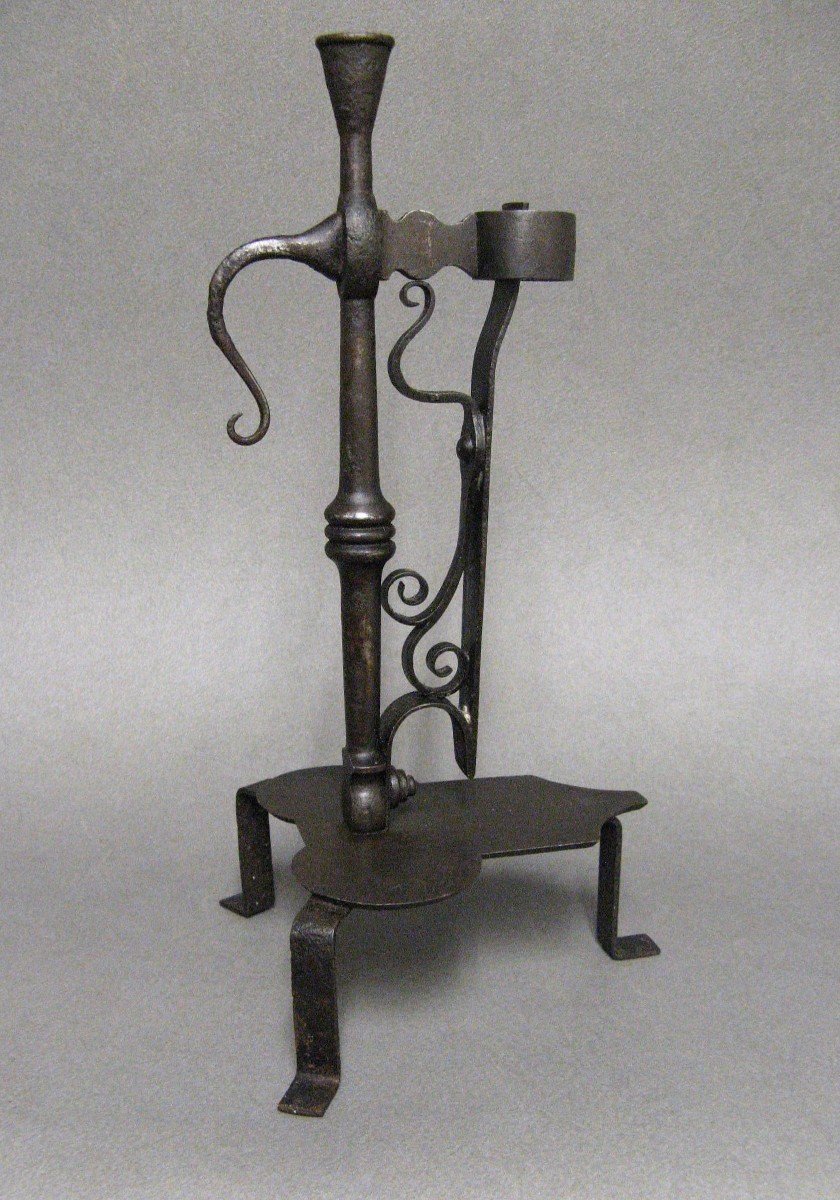 19th Century Wrought Iron Candlestick. Violet Le Duc Period.-photo-2
