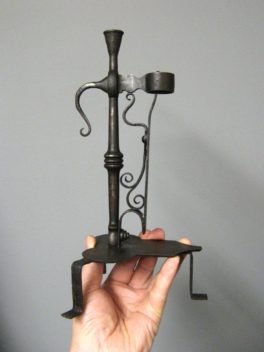 19th Century Wrought Iron Candlestick. Violet Le Duc Period.-photo-1