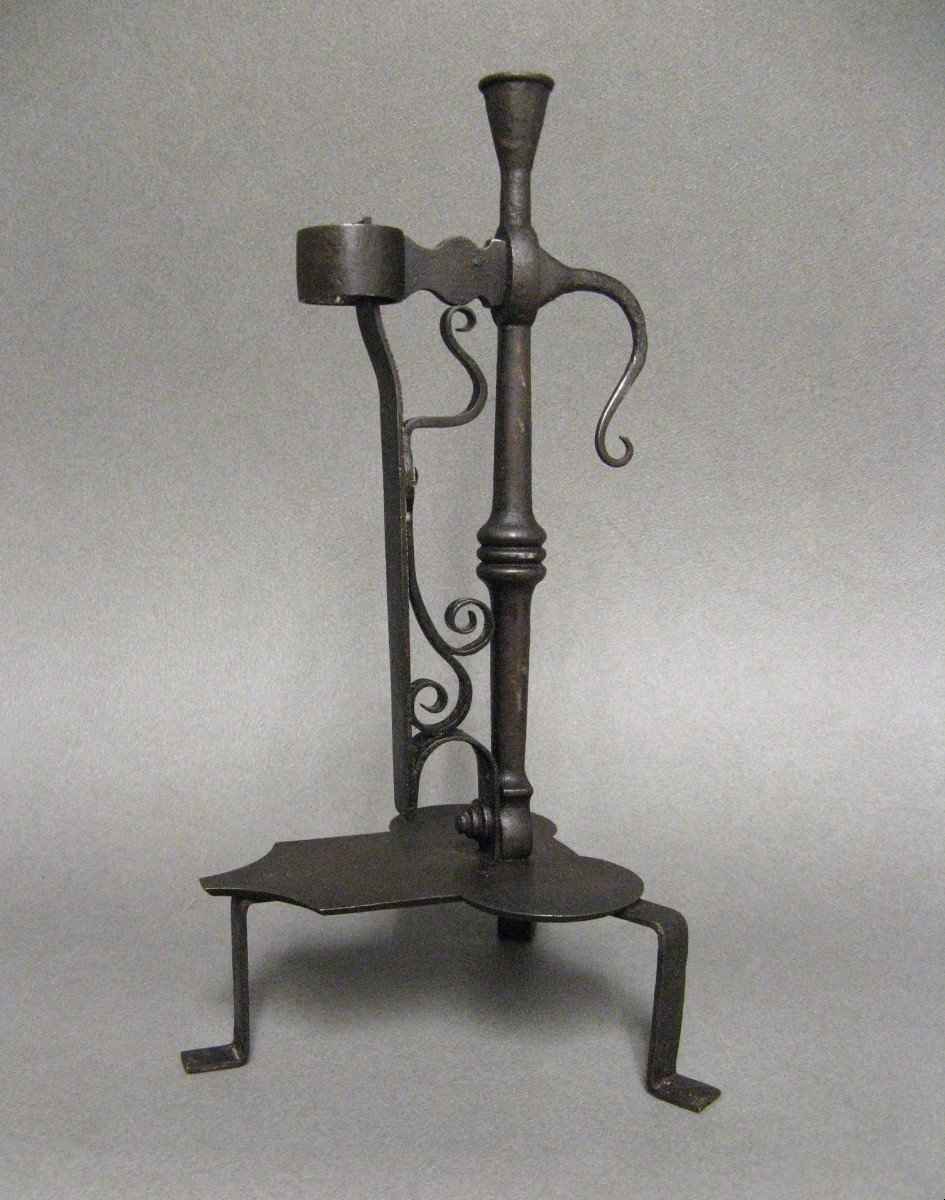 19th Century Wrought Iron Candlestick. Violet Le Duc Period.