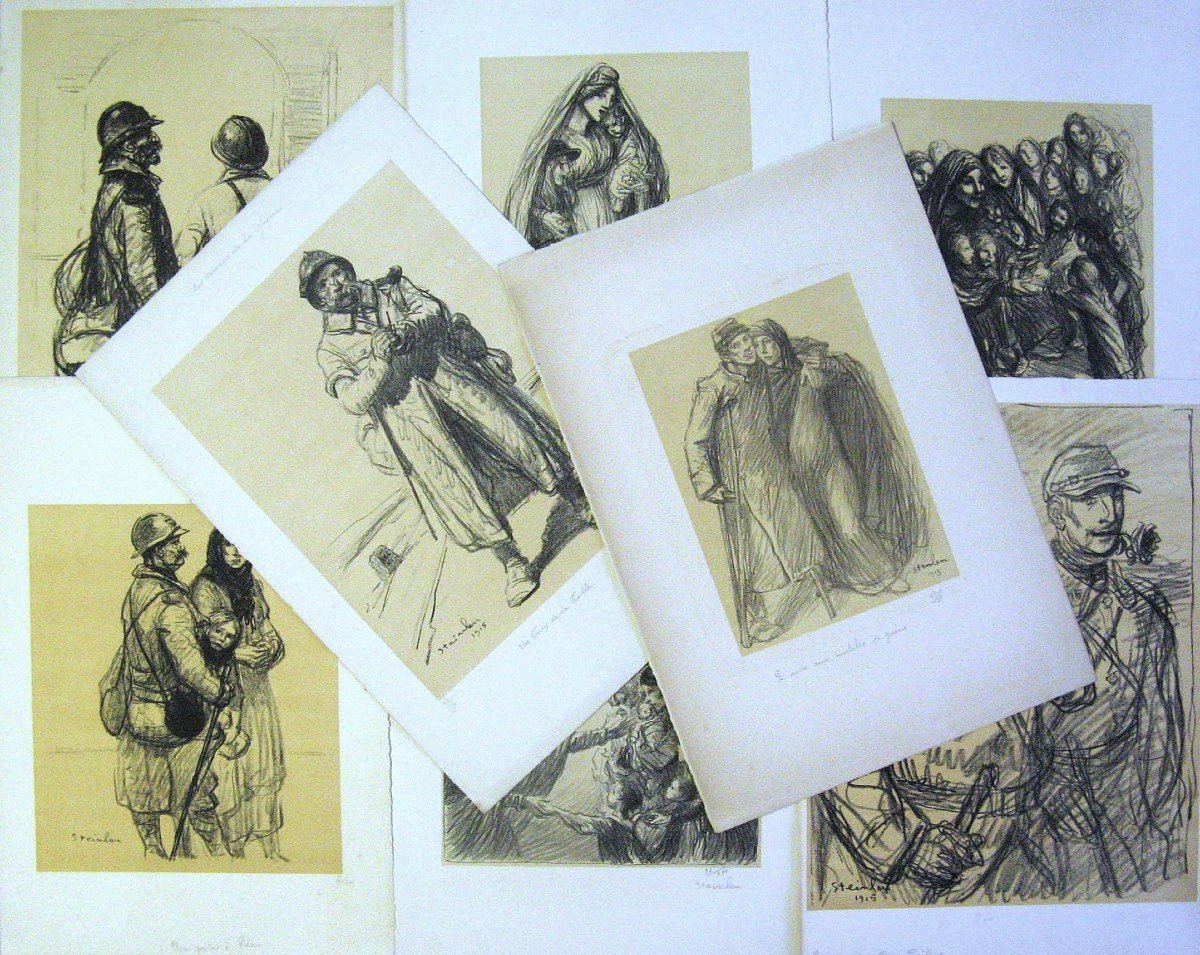 8 Lithographies 1915 Les Meurtrissures De La Grande Guerre. Théophile Alexandre Steinlen.