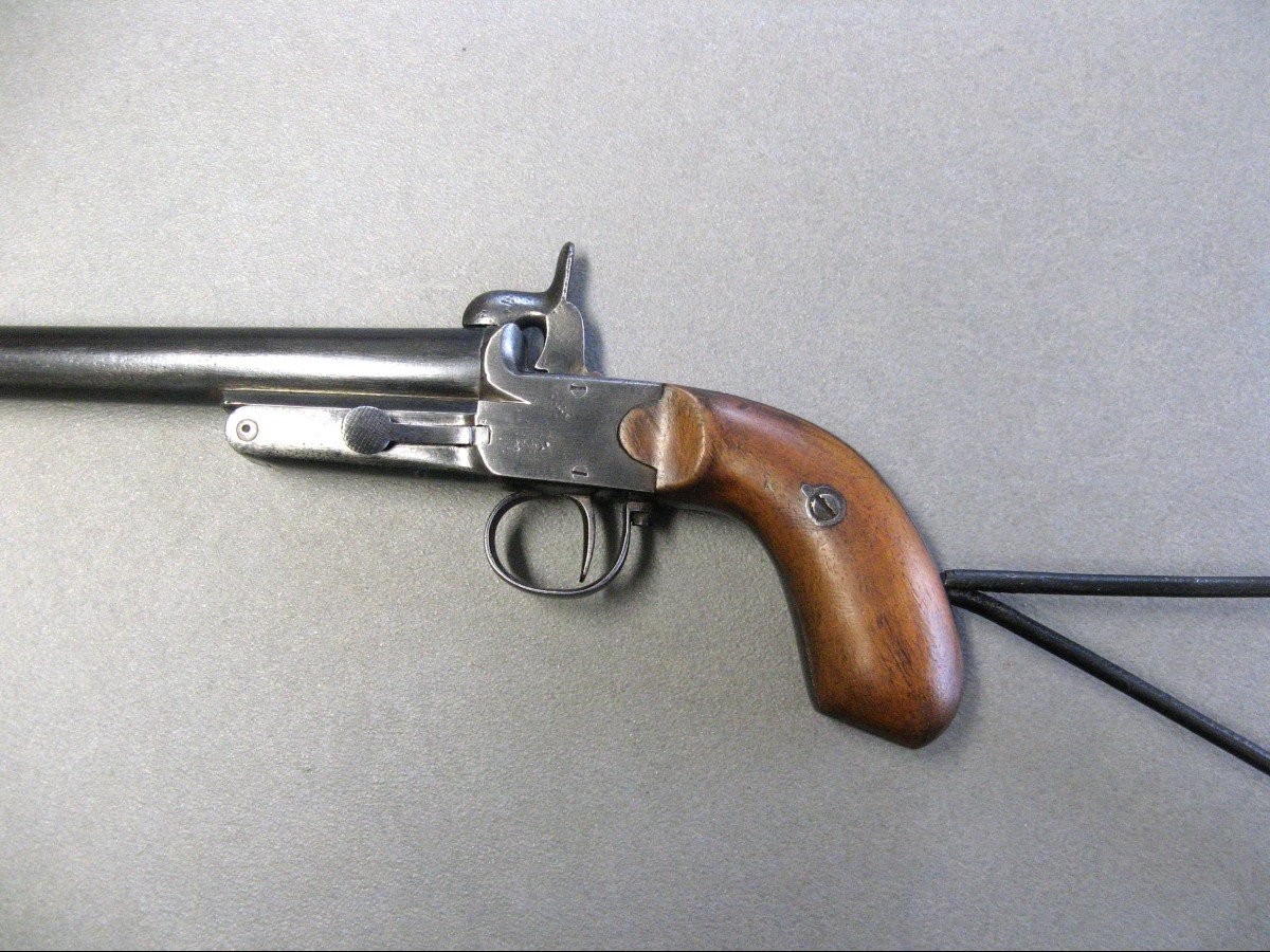  Pistolet / Carabine De Braconnier A Broche Avec Crosse Squelette De St Etienne XIXe. -photo-3