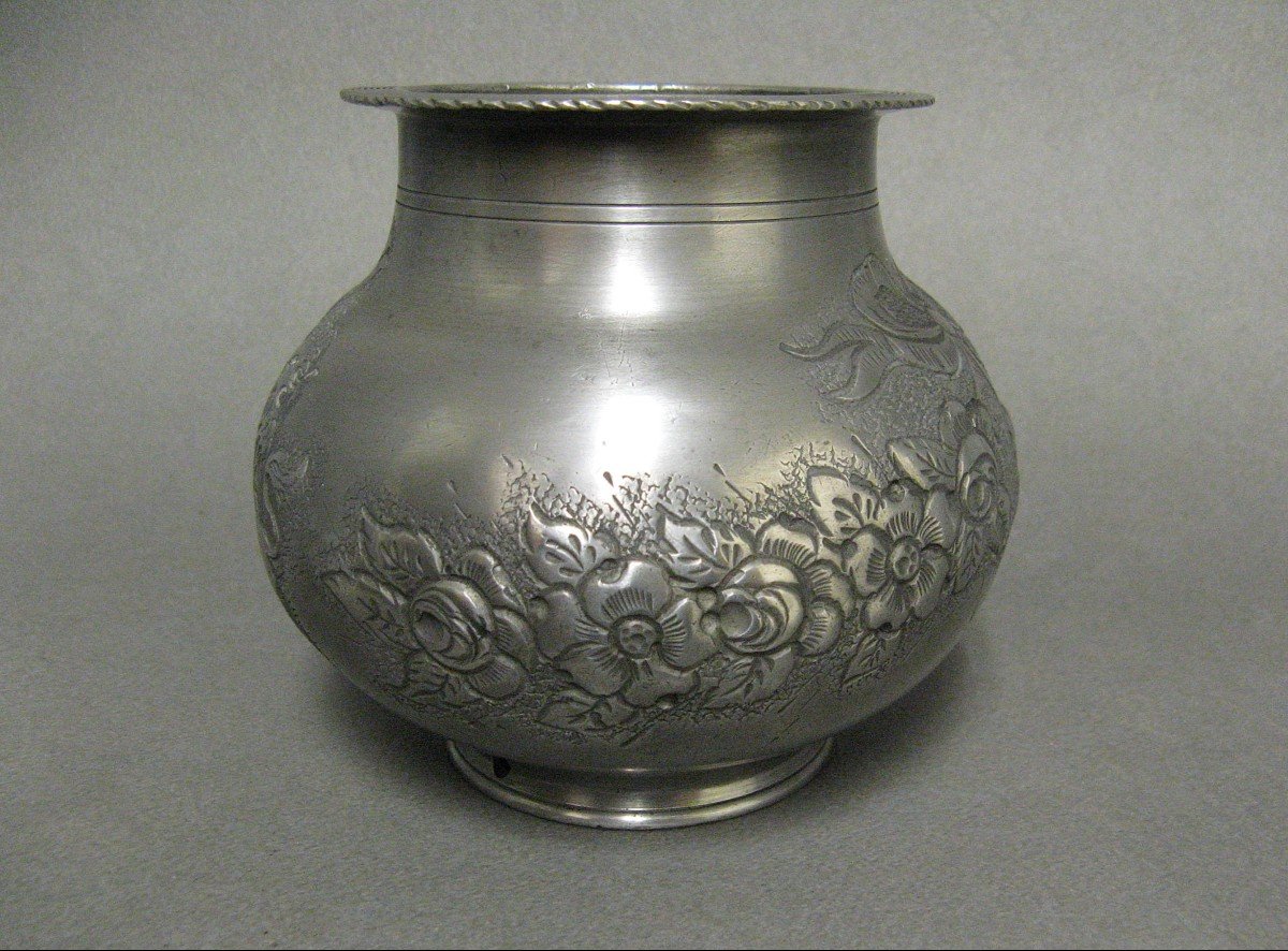 Lucotte Tin Pot 19th Century. Coat Of Arms. Marquis Crown.-photo-2