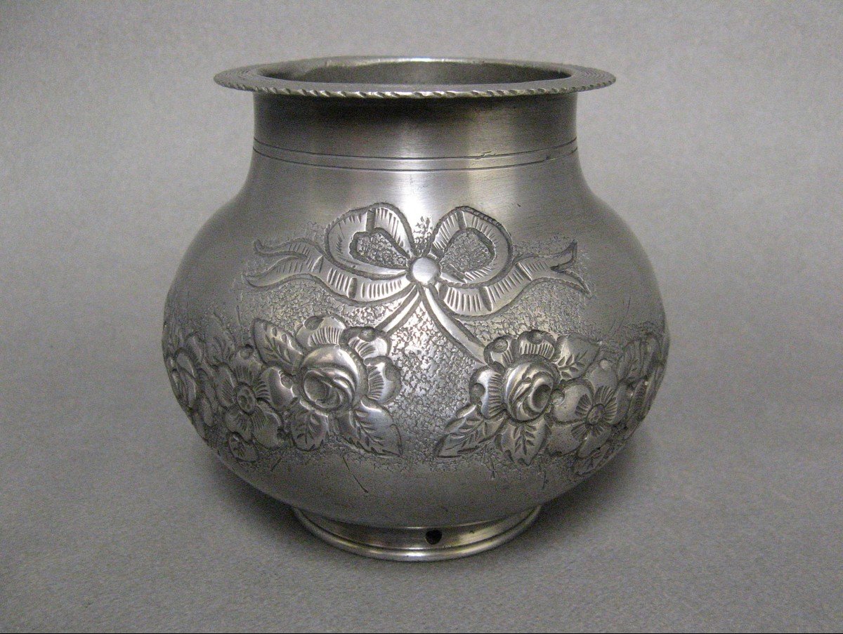 Lucotte Tin Pot 19th Century. Coat Of Arms. Marquis Crown.-photo-3