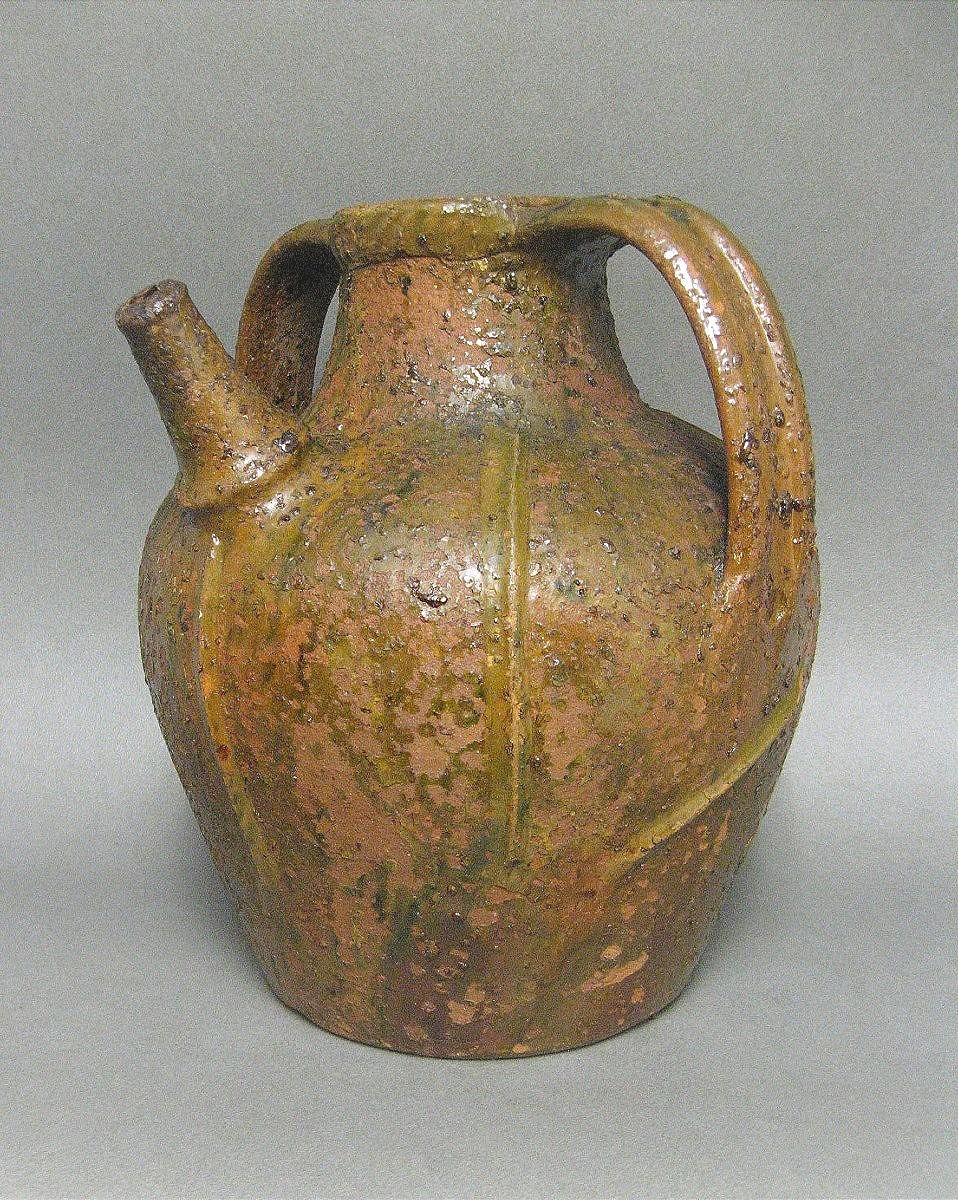 Jug.  Glazed Terracotta Oil Jar.