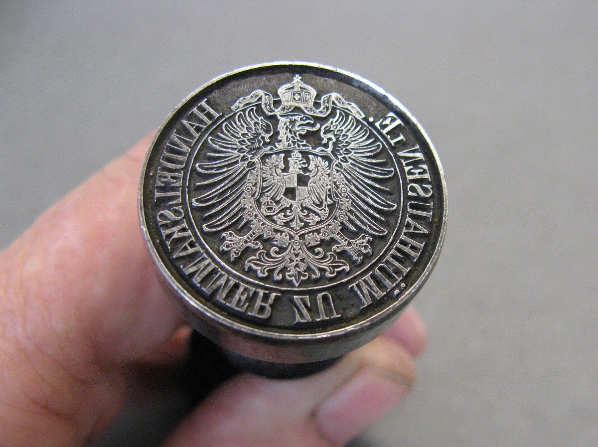 Sceau Cachet Tampon De La Ville De Mulhouse Aux Armoiries Impériales Du Royaume De Prusse.