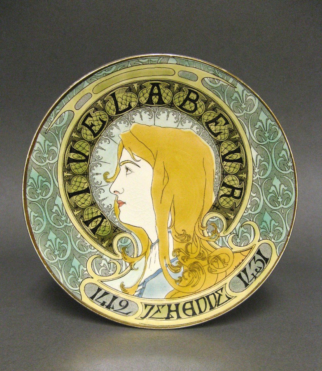 Luneville, Jeanne d'Arc, Assiette En Faïence Fine XXe.