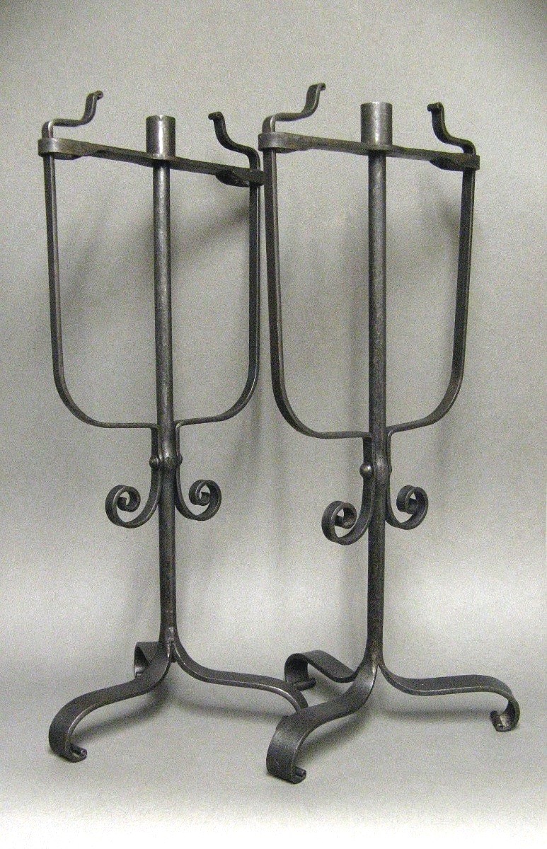 Pair Of Resin Holders Porte Eclat Wrought Iron Candle Holders.