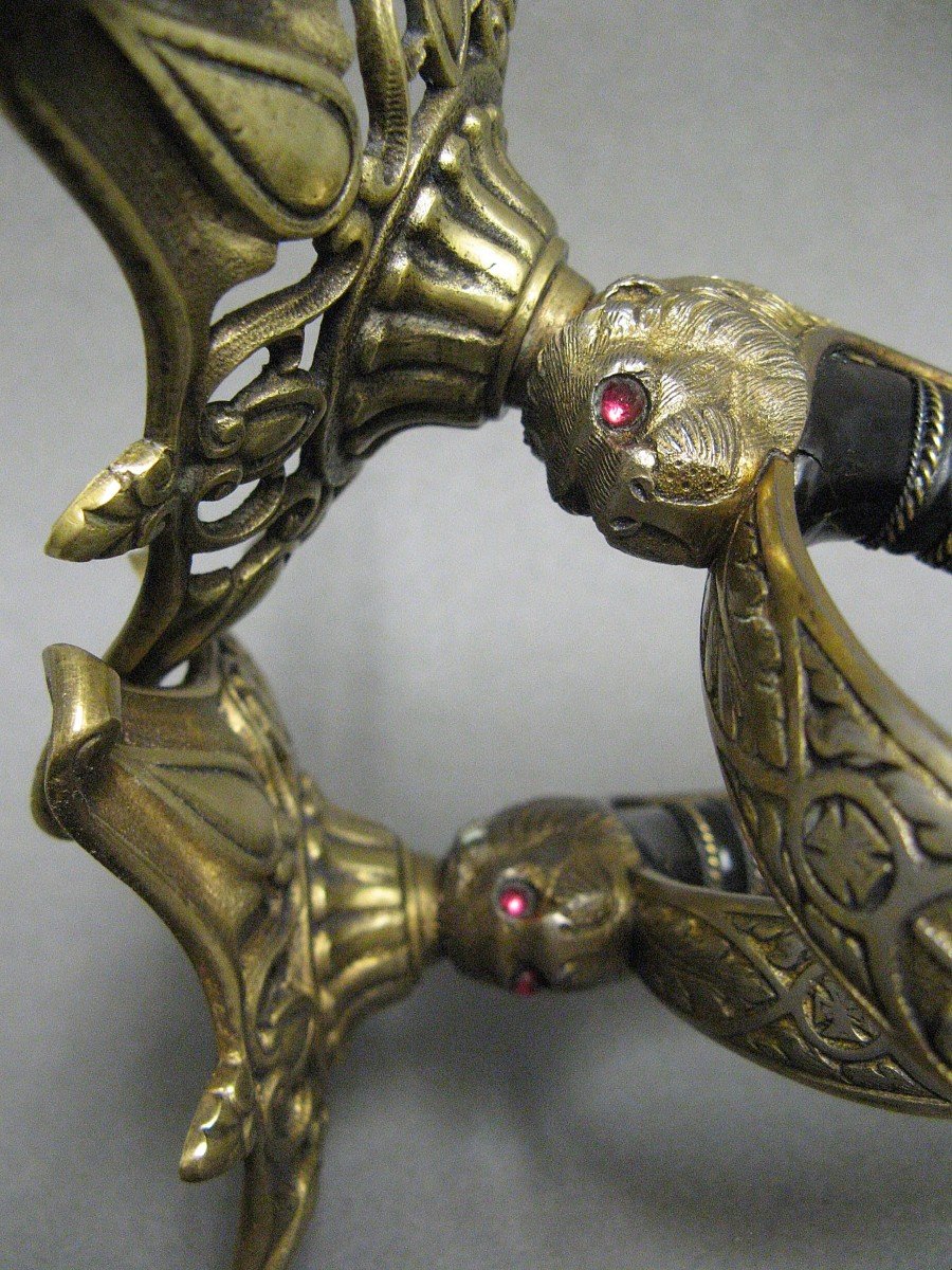 Pair Of German Senior Officers' Sword Candlesticks, Late 19th Century.-photo-4
