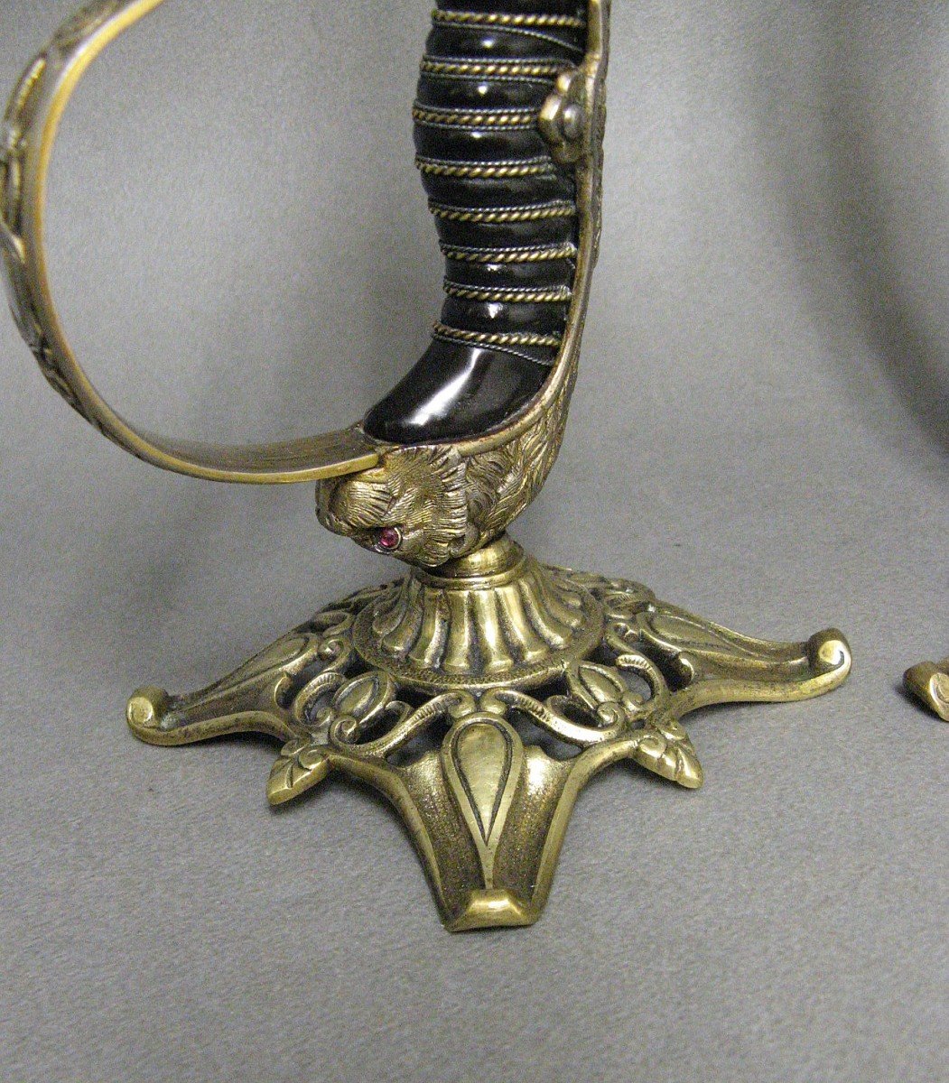 Pair Of German Senior Officers' Sword Candlesticks, Late 19th Century.-photo-2