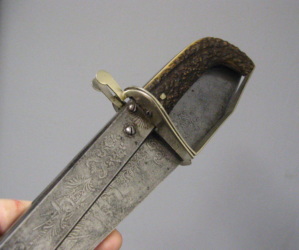 Grand Couteau De Chasse Pliant XIXe.-photo-3