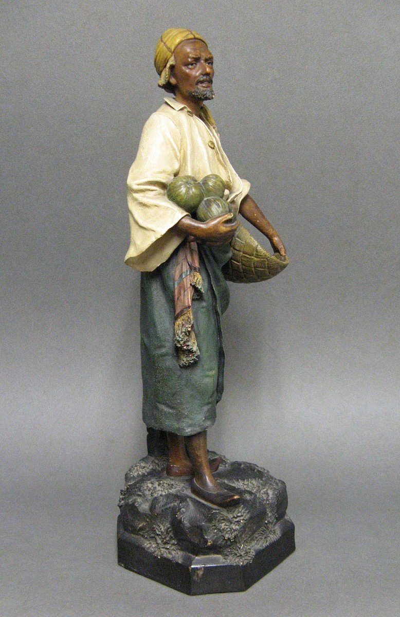 Statue Terre Cuite Ecole Orientaliste.-photo-3