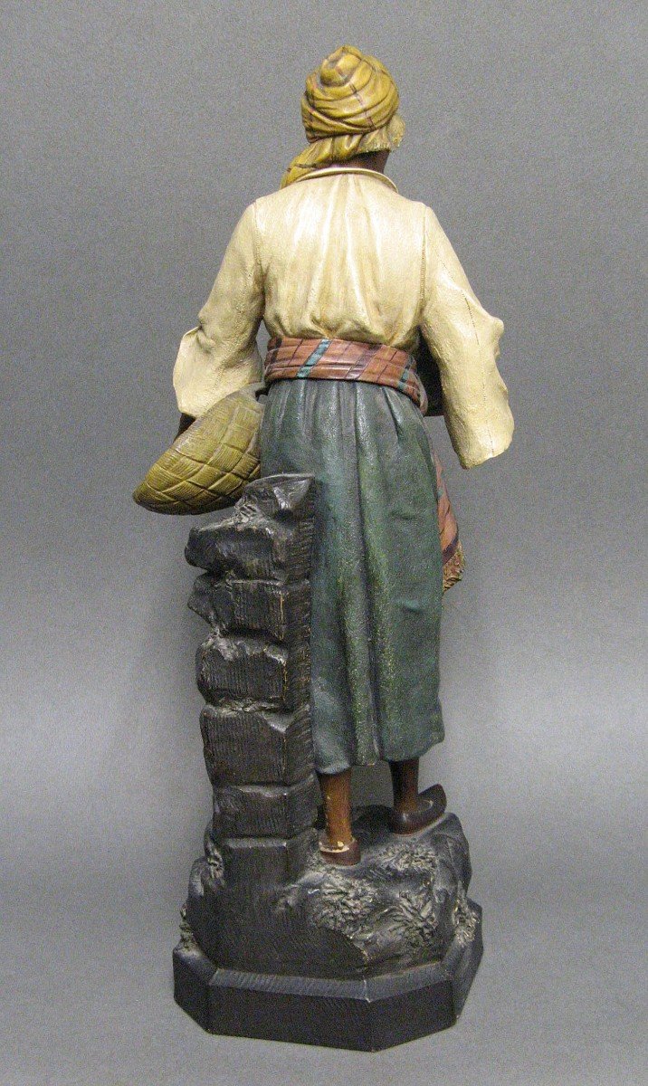 Statue Terre Cuite Ecole Orientaliste.-photo-4