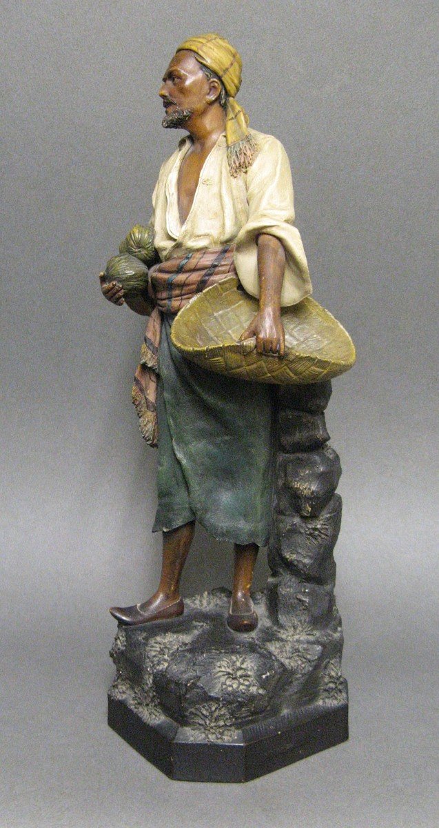 Statue Terre Cuite Ecole Orientaliste.-photo-1