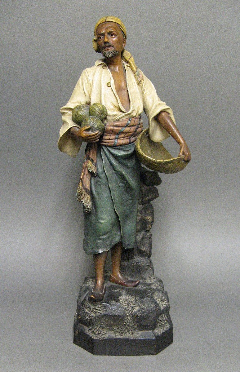 Statue Terre Cuite Ecole Orientaliste.