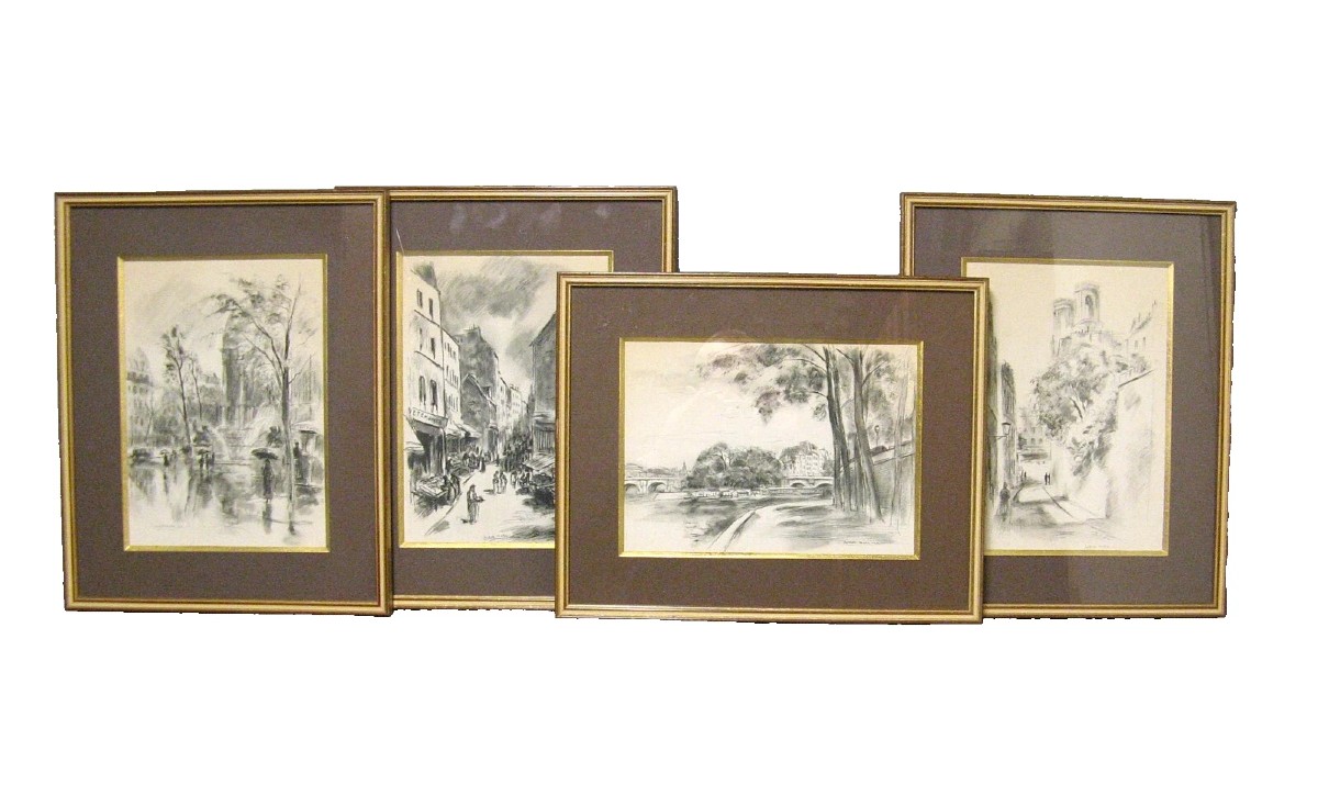 Lot Of Four Engravings Berthold Mahn Paris 1933.
