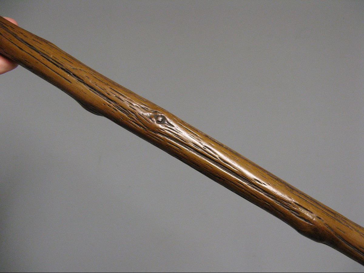 Warthog Tusk And Bramble Wood Cane, 19th Century.-photo-3