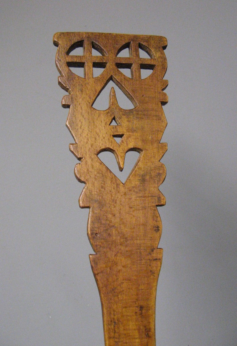 Carved Wooden Distaff. Folk Art.-photo-2
