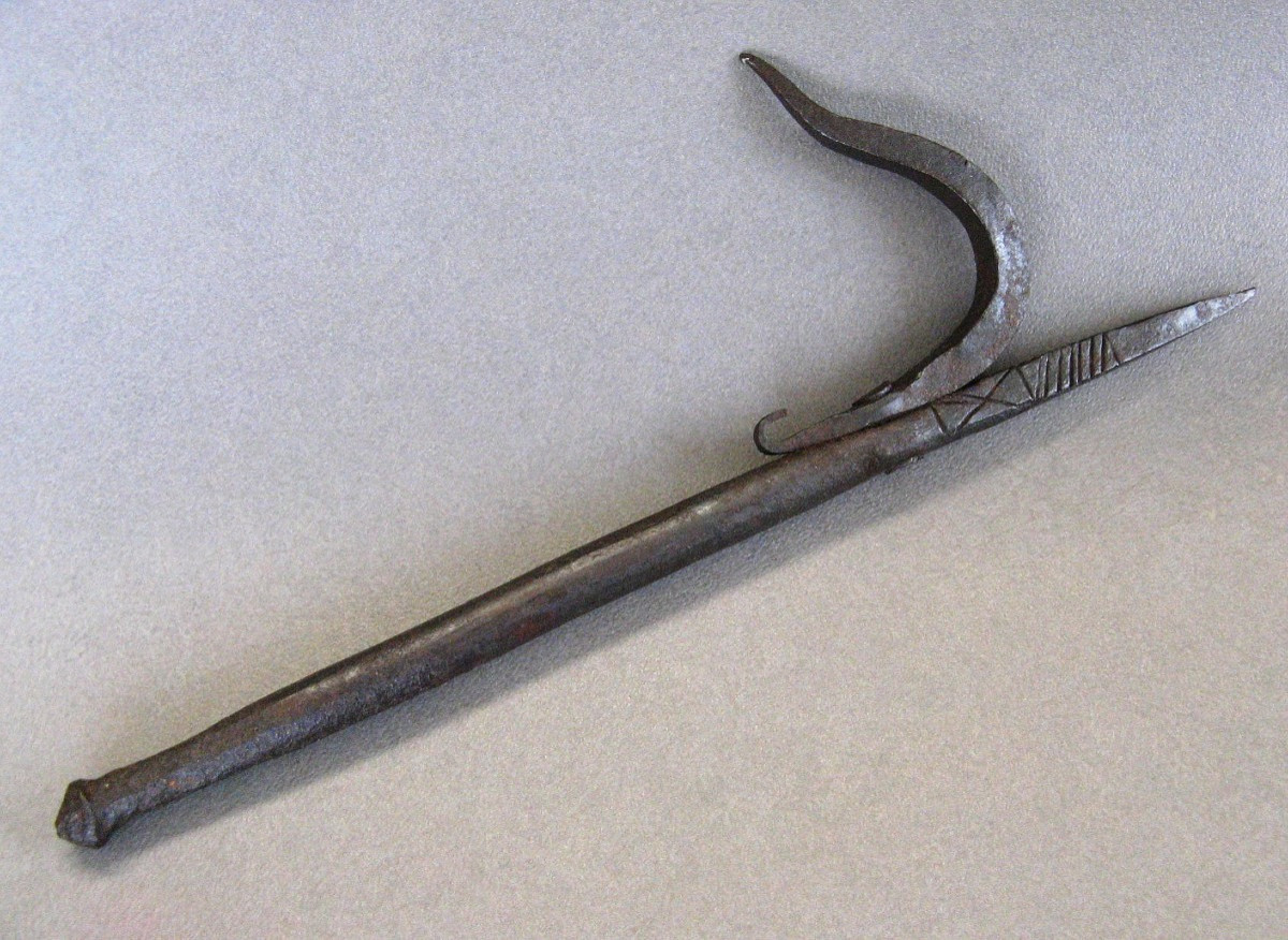 Instrument De Cornac Dit « Ankus » En Fer Gravé Inde XIXe Siècle.-photo-2