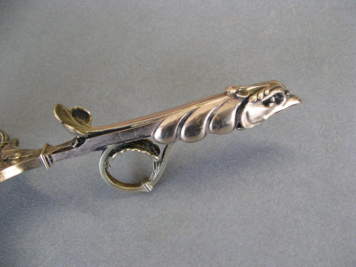 Bishop's Candlestick With Episcopal Hand In Bronze.-photo-3