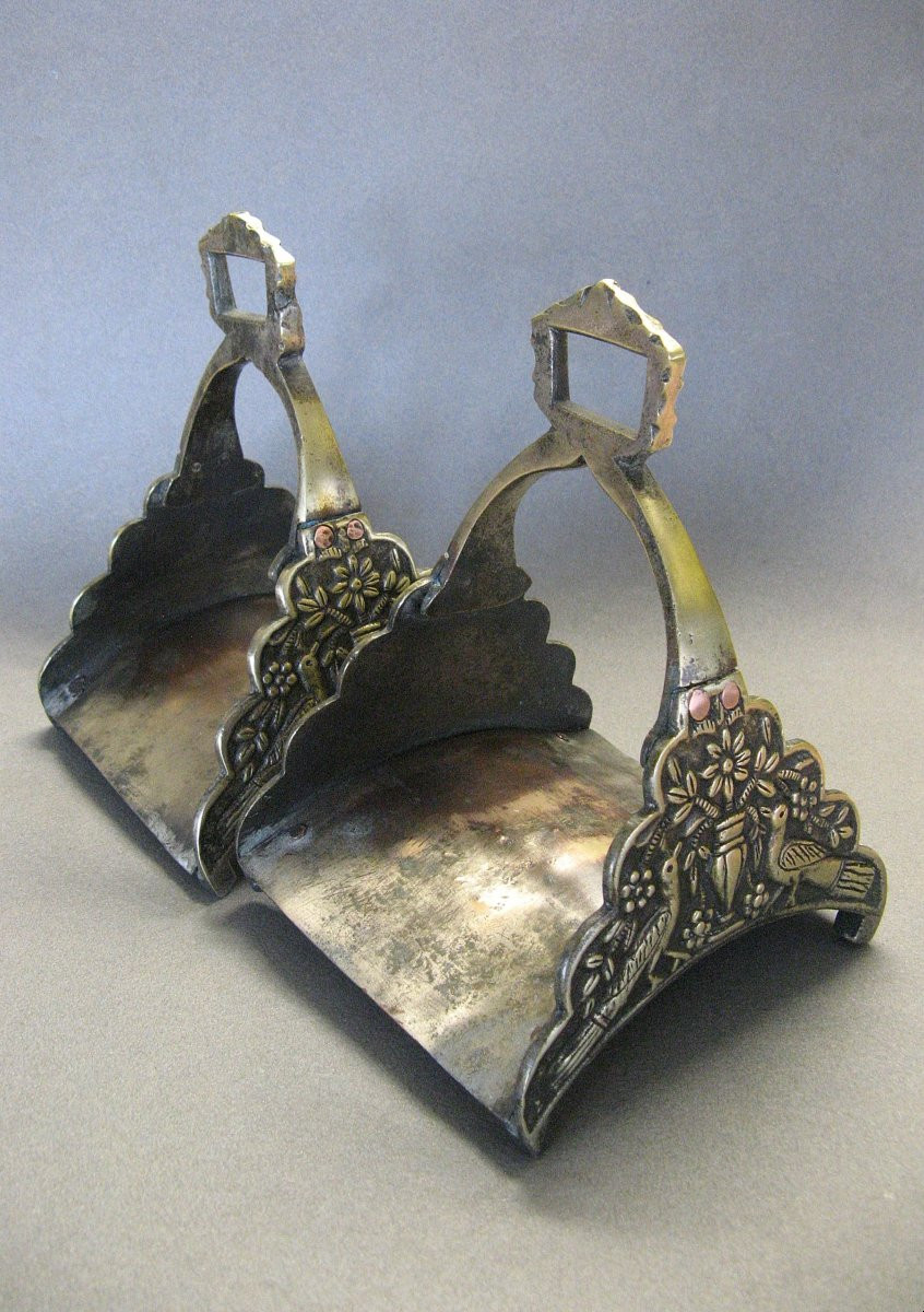 Paire d'Etriers En Bronze Empire Ottoman XIXe.-photo-3
