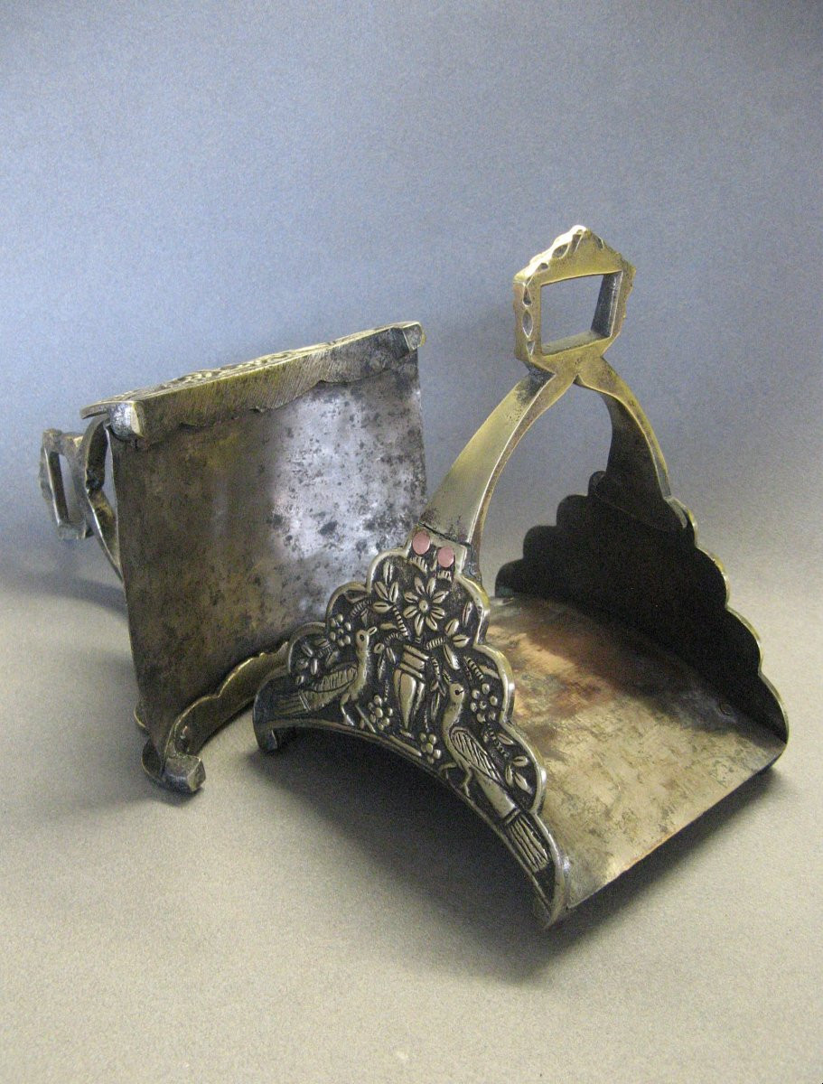 Paire d'Etriers En Bronze Empire Ottoman XIXe.-photo-4