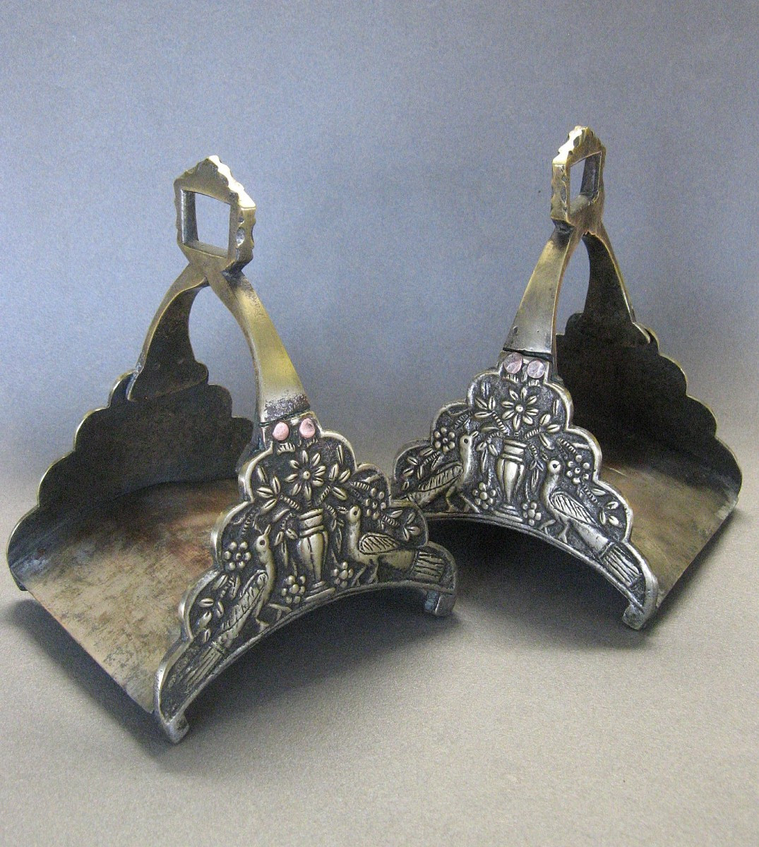 Paire d'Etriers En Bronze Empire Ottoman XIXe.-photo-2