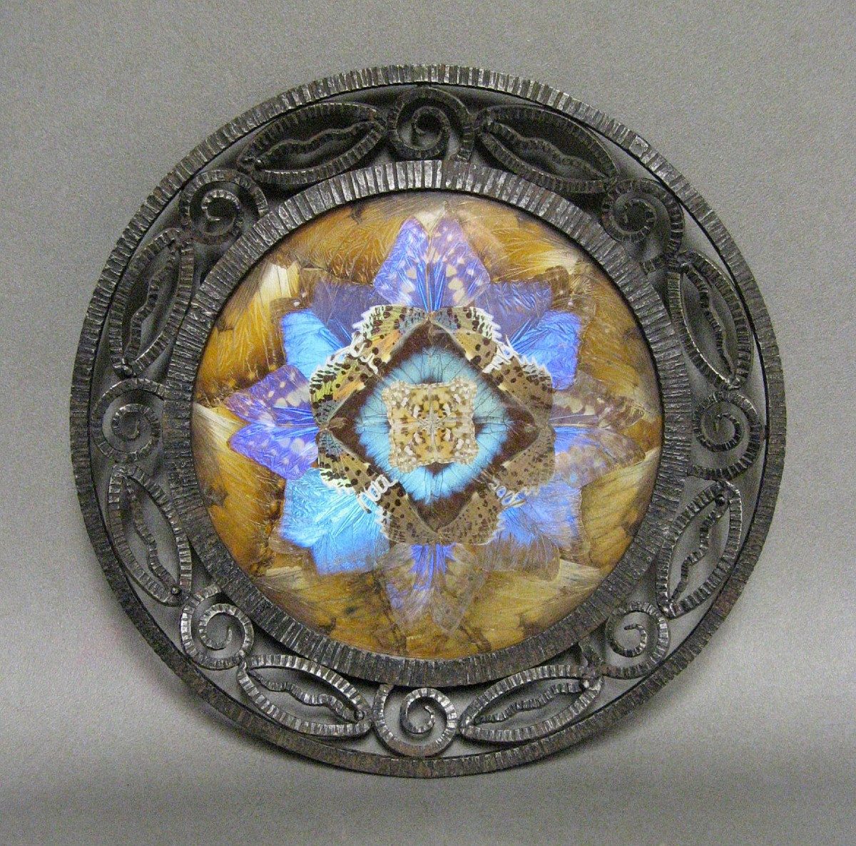  Centre De Table Art Nouveau Fer Forgé Et Ailes De Papillons XXe.
