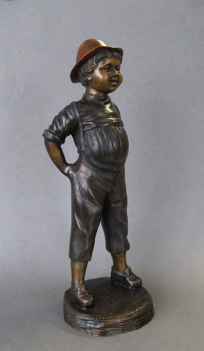 Bronze Subject Representing A Young Boy 20th Century.-photo-3
