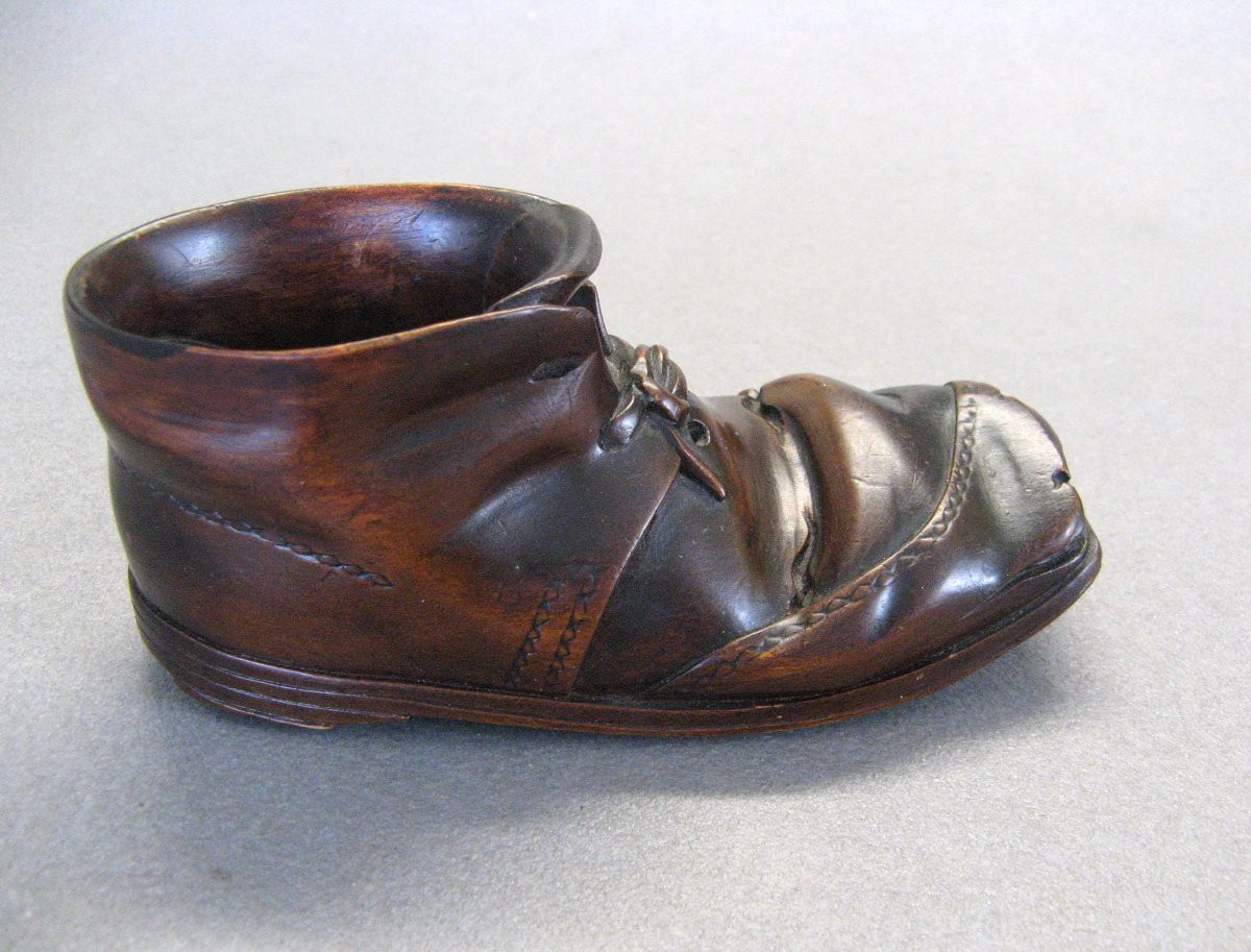 Chaussure De Maîtrise En Bois Sculpté Art Populaire Fin XIXe.-photo-4