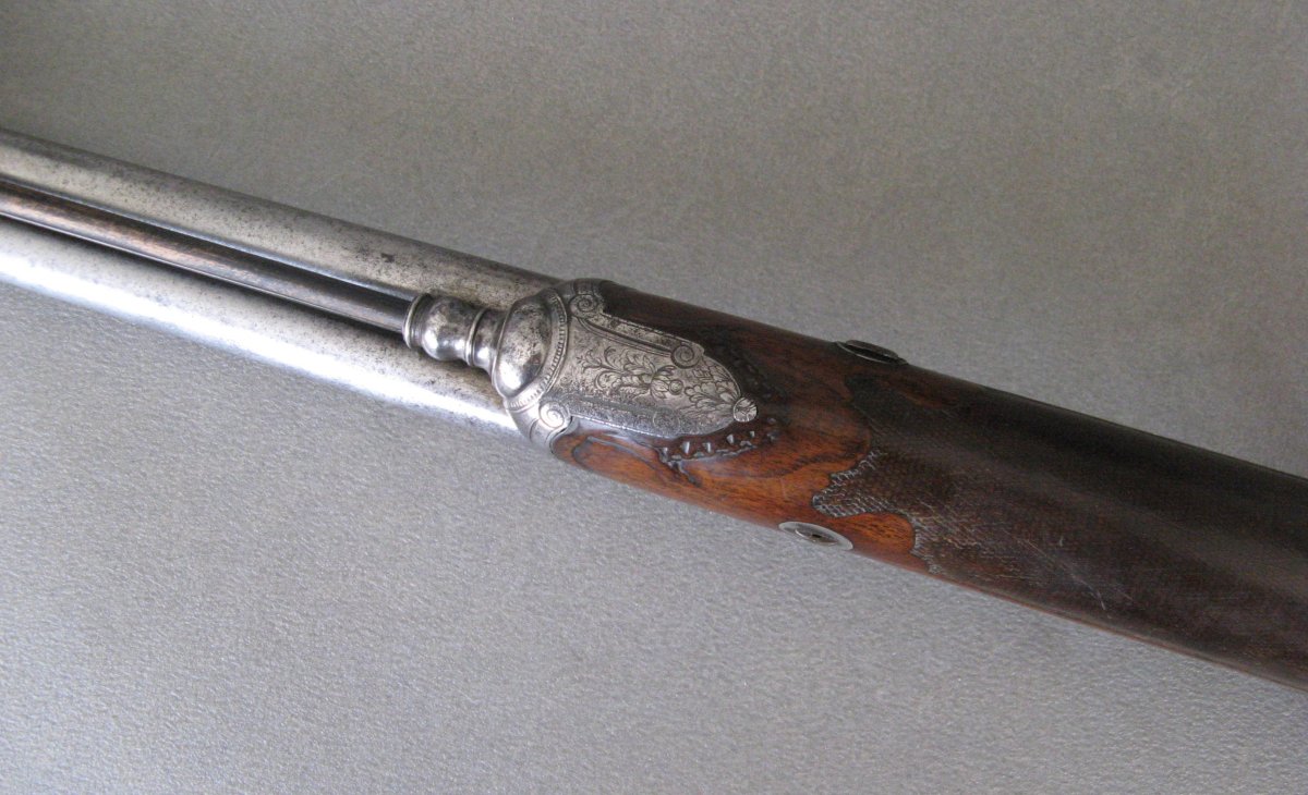 Fusil De Chasse A Silex Double Canon De « Devineau A Paris » Premier Empire.-photo-1