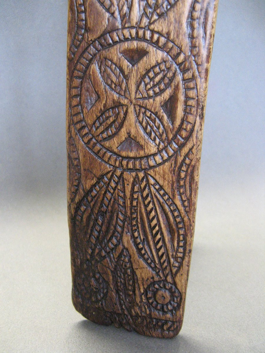 Antique Clarinet Necklace In Carved Wood With Rosettes, 19th Century.-photo-3