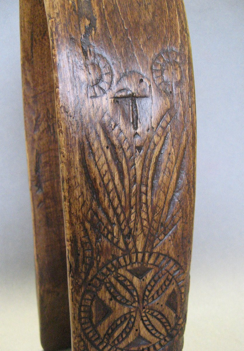 Antique Clarinet Necklace In Carved Wood With Rosettes, 19th Century.-photo-4