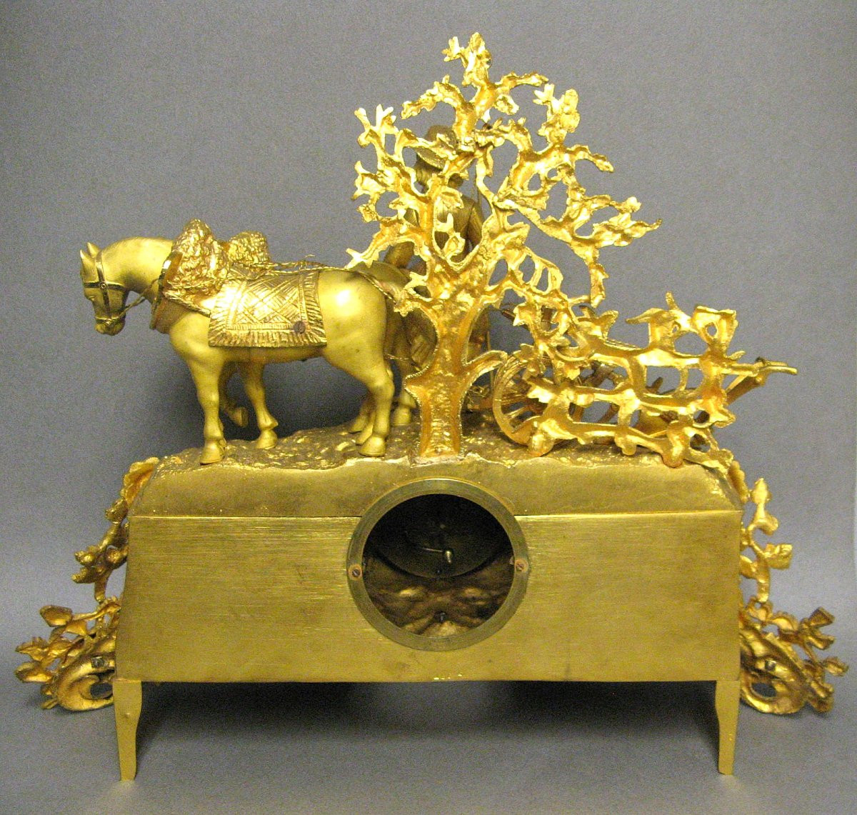 Pendule En Bronze Doré.  Allégorie De l'Agriculture. Napoléon III 19e.-photo-4