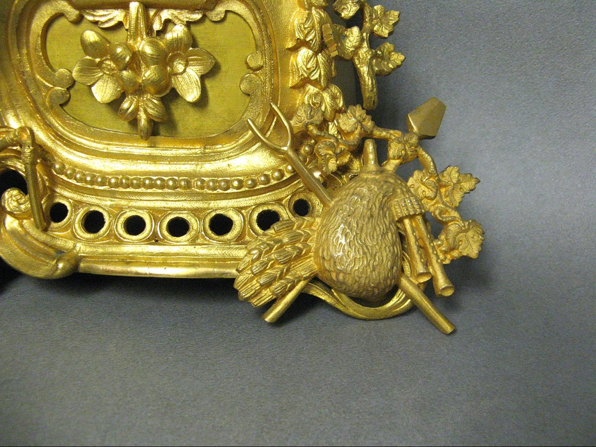 Pendule En Bronze Doré.  Allégorie De l'Agriculture. Napoléon III 19e.-photo-1