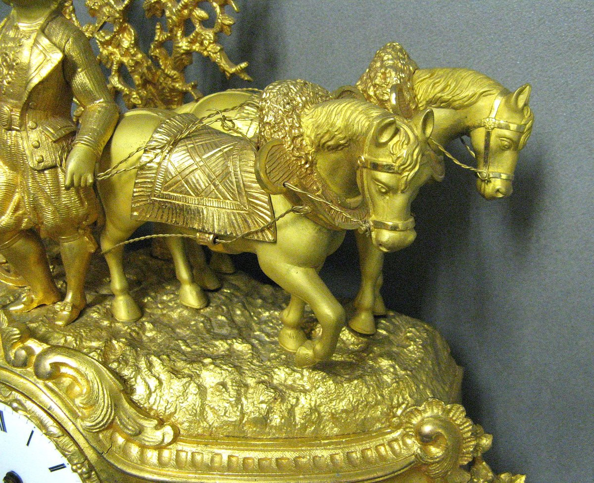 Pendule En Bronze Doré.  Allégorie De l'Agriculture. Napoléon III 19e.-photo-4