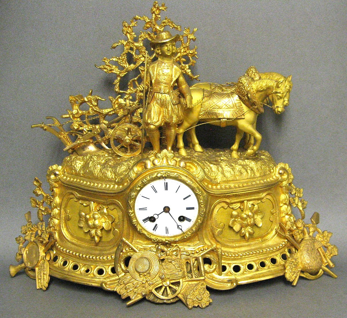 Pendule En Bronze Doré.  Allégorie De l'Agriculture. Napoléon III 19e.