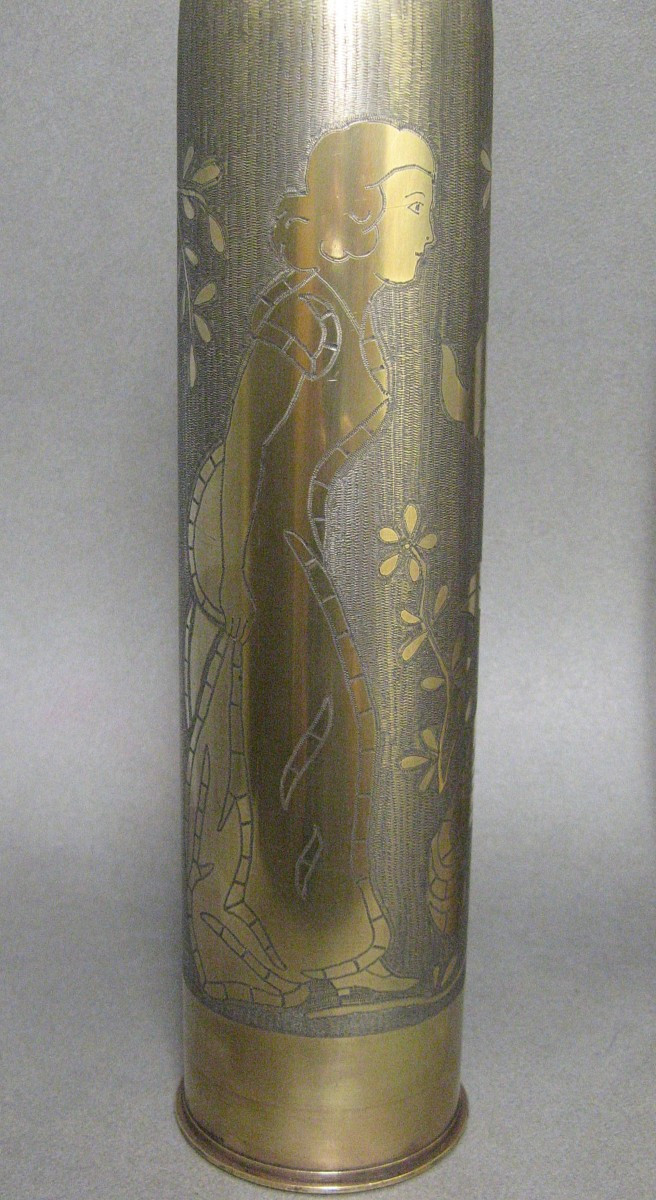 Militaria Chiseled Shell Casing Craft Trenches Poilus First World War 14/18.-photo-1