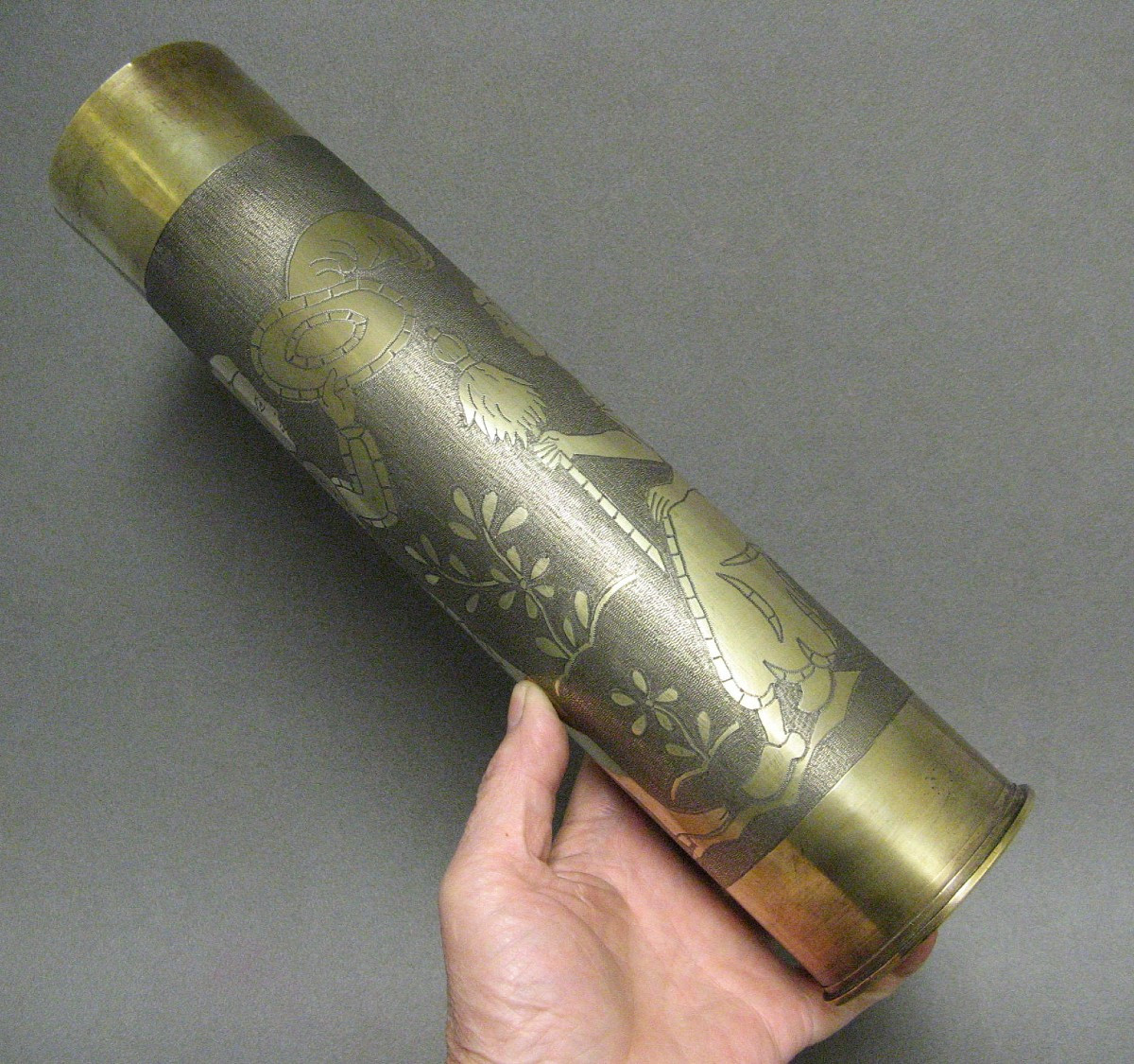 Militaria Chiseled Shell Casing Craft Trenches Poilus First World War 14/18.-photo-3