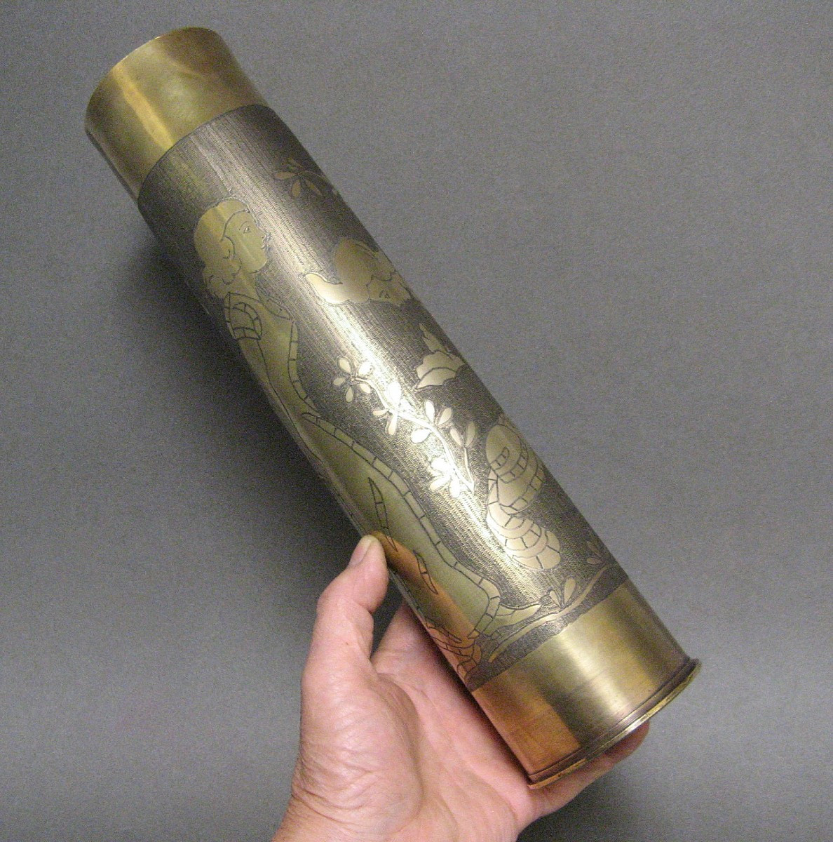 Militaria Chiseled Shell Casing Craft Trenches Poilus First World War 14/18.-photo-4