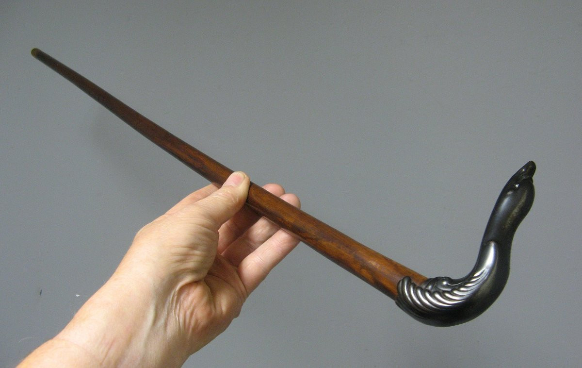 Canne Pommeau En Forme De Col De Cygne 1900.-photo-3