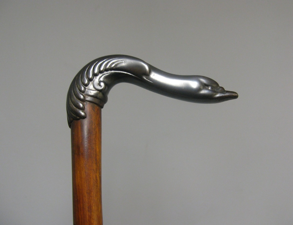 Canne Pommeau En Forme De Col De Cygne 1900.