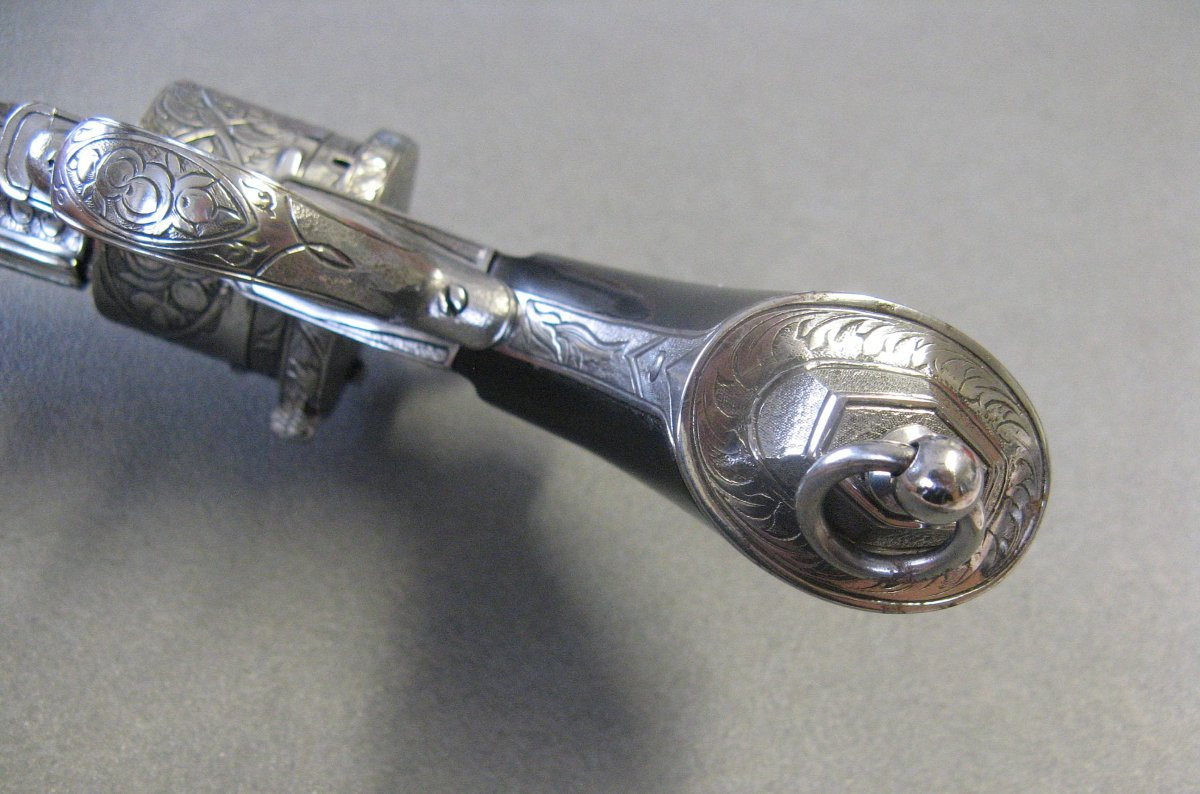 Revolver à Percussion à Sécurité De Chien Par Eugène Lefaucheux Entièrement Ciselé XIXe.-photo-5