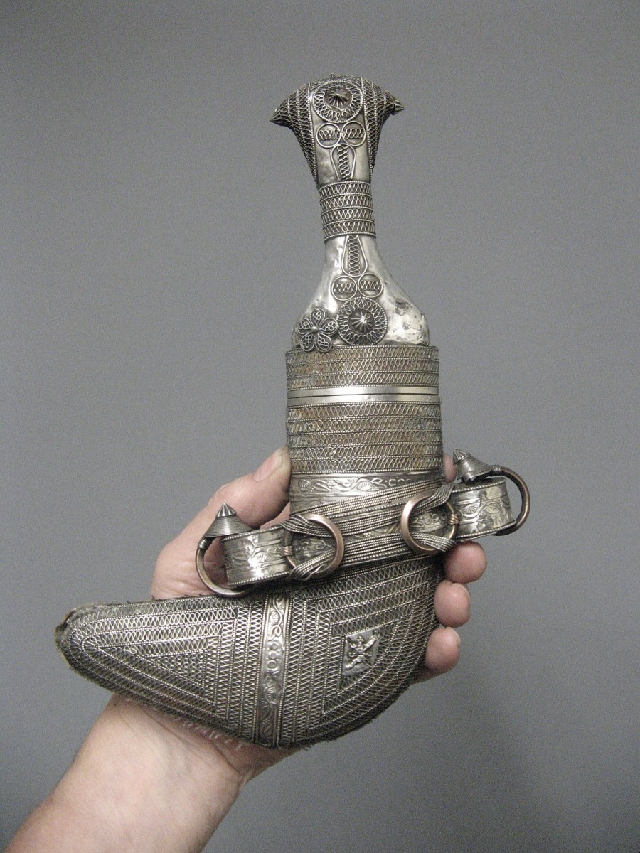 Poignard Jambiya Omanais Khanjar en argent.-photo-3