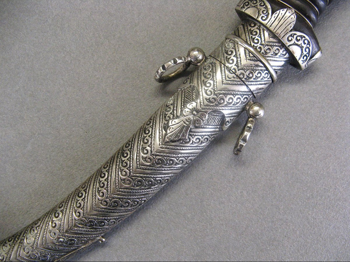 Dague Marocaine Dite Koumya En Argent Main de Fatima. Maroc 1930/40.-photo-2