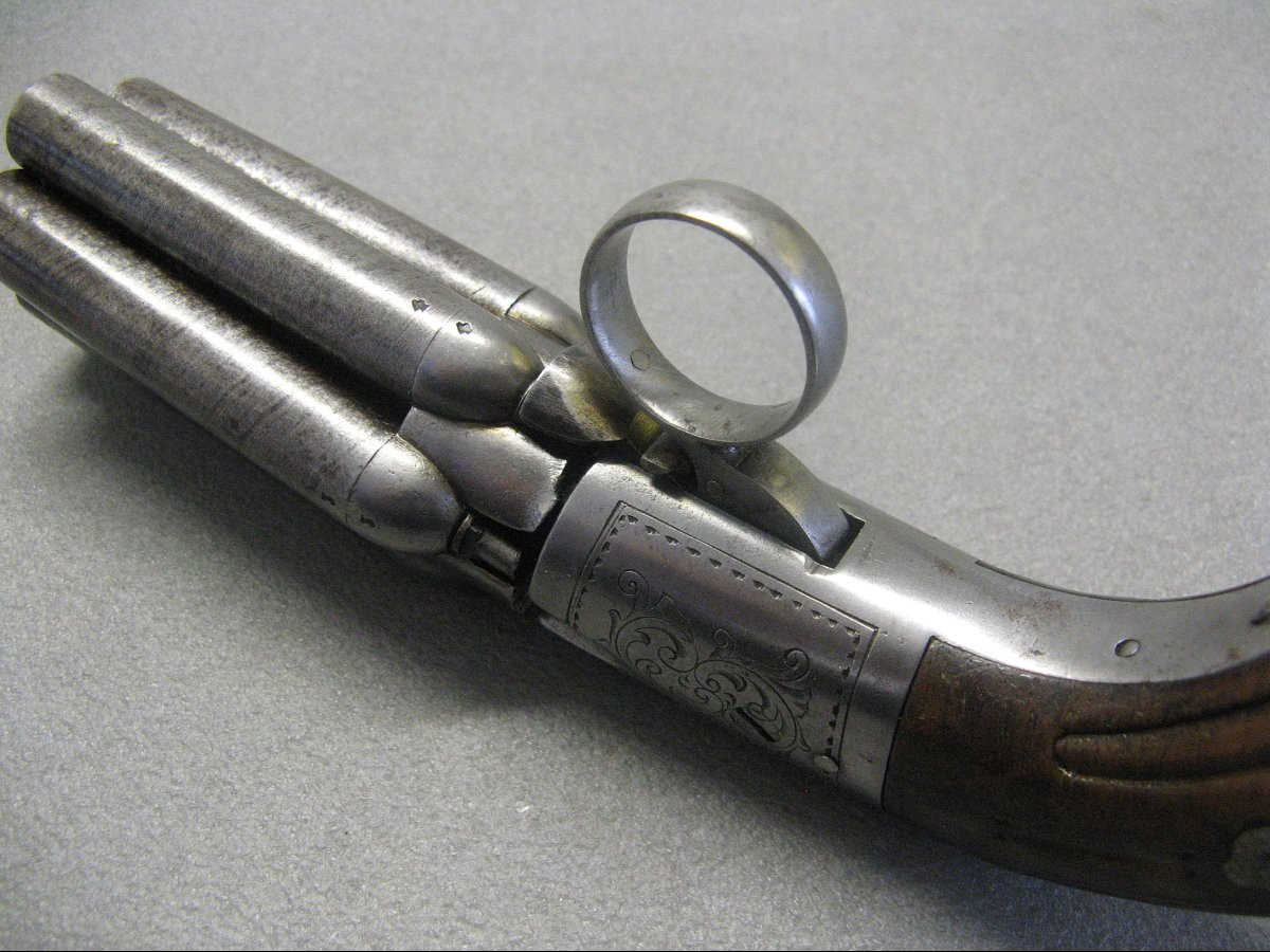 5-barreled Pepperbox "patented Mariette" 9mm Caliber With Forced Ball, 19th Century.-photo-3